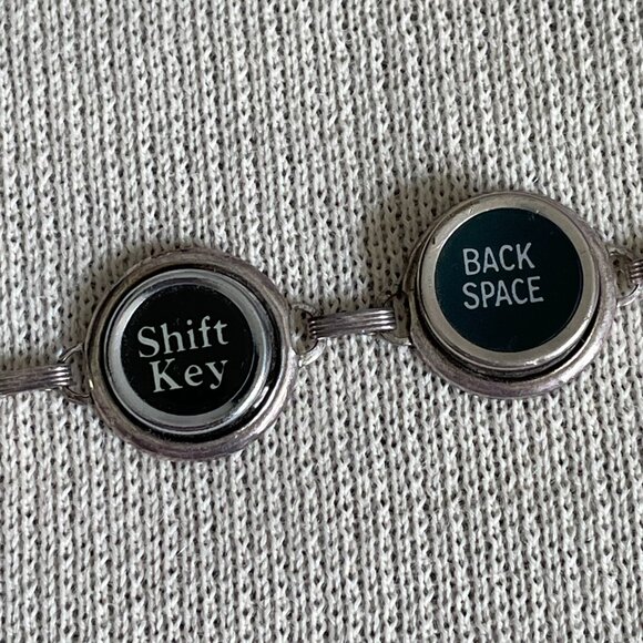 One-of-a-Kind Cash-Register Key Bracelet • Mixed Vintage Keys • 7½″ Silver-Tone - Picture 4 of 7